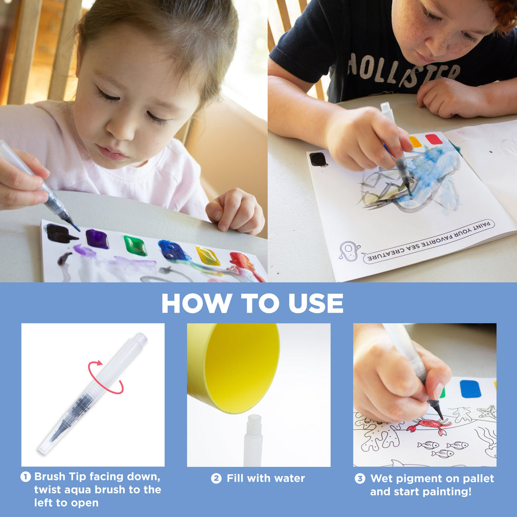 Avi's Adventures Watercolor Paint Book + Water Pen (ages 3+)