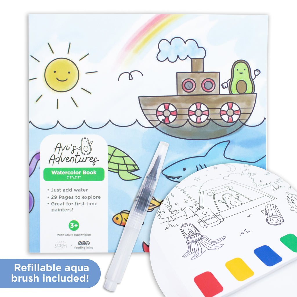 Avi's Adventures Watercolor Paint Book + Water Pen (ages 3+)
