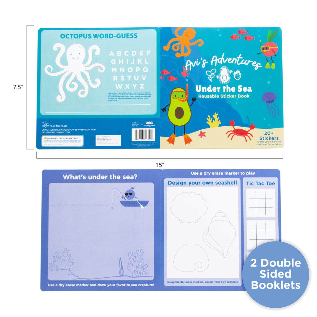Avi's Adventures Under The Sea Reusable Sticker Book + Marker Set (ages 3+)