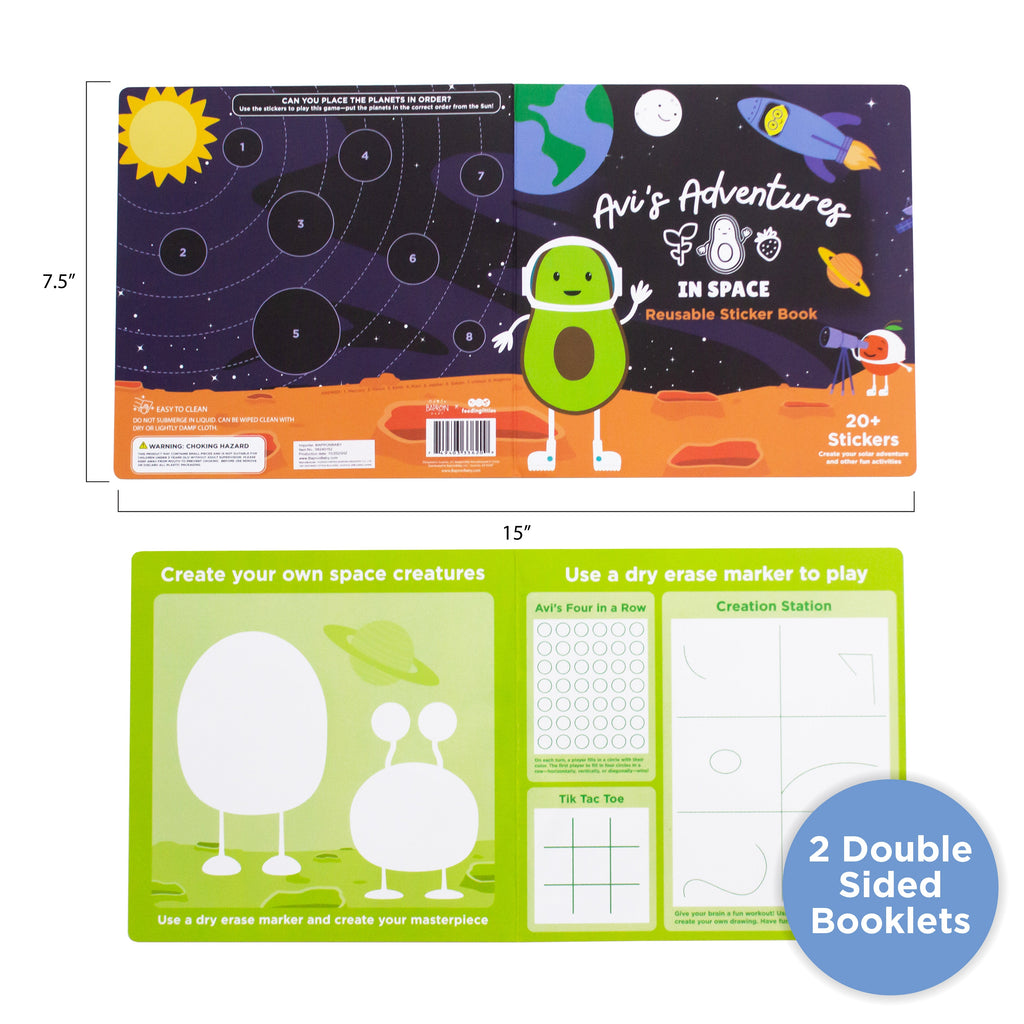 Avi's Adventures In Space Reusable Sticker Book + Marker Set (ages 3+)