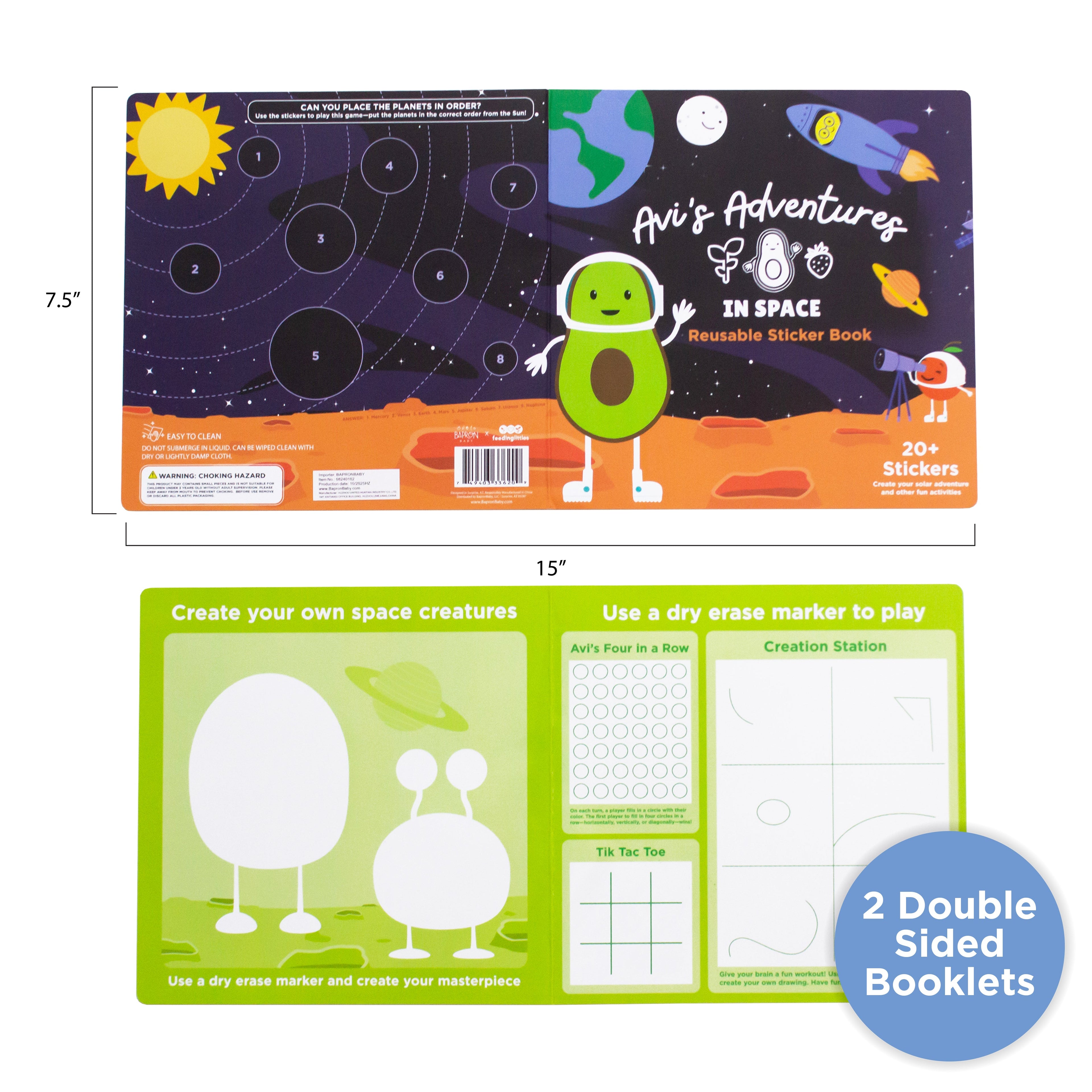 Avi's Adventures In Space Reusable Sticker Book + Marker Set (ages 3+)