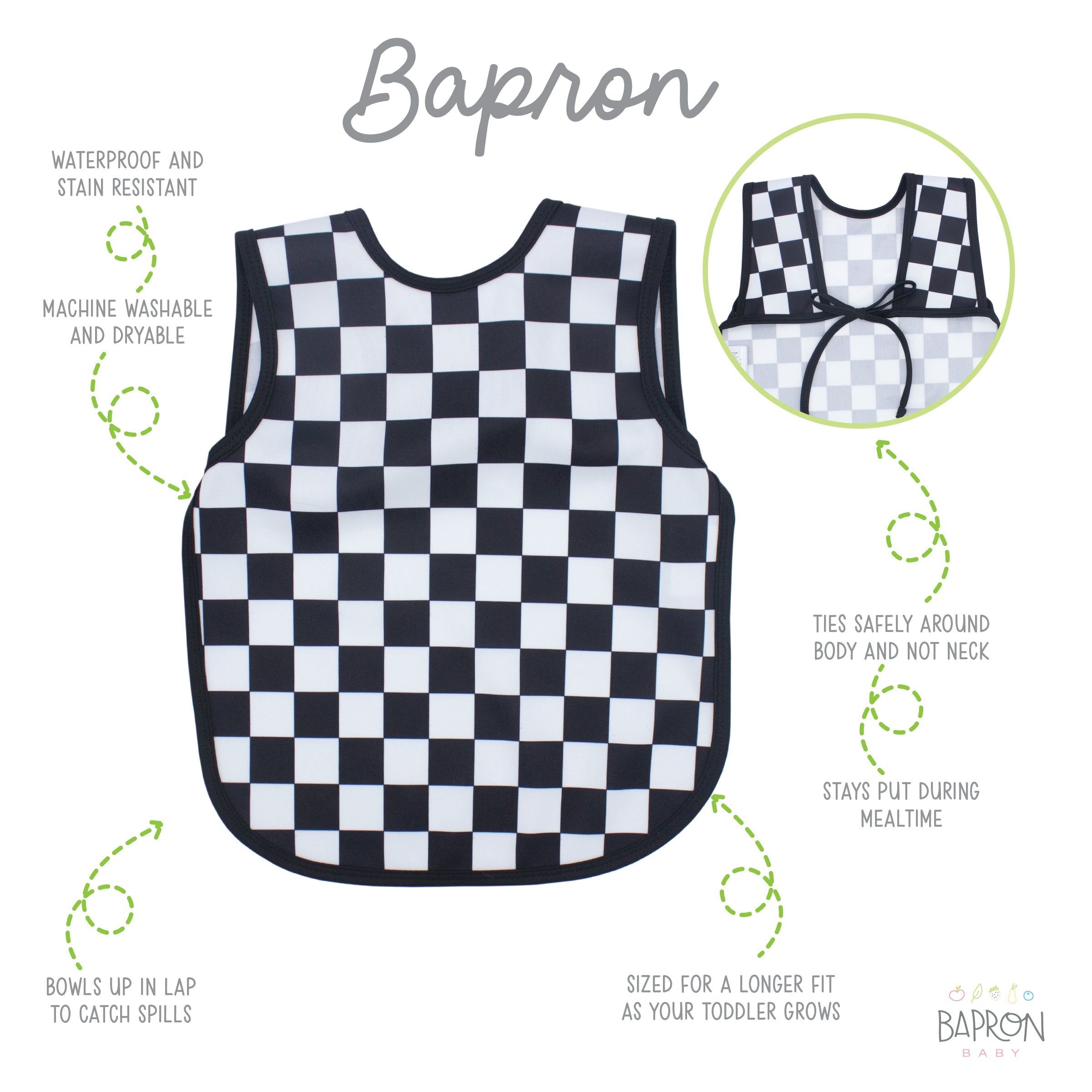 Black Checkerboard Bapron
