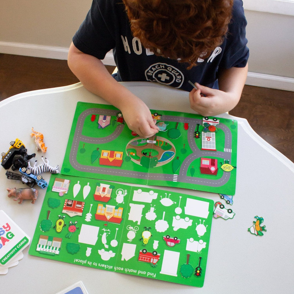 Avi's Adventures In The City Reusable Sticker Book + Marker Set (ages 3+)