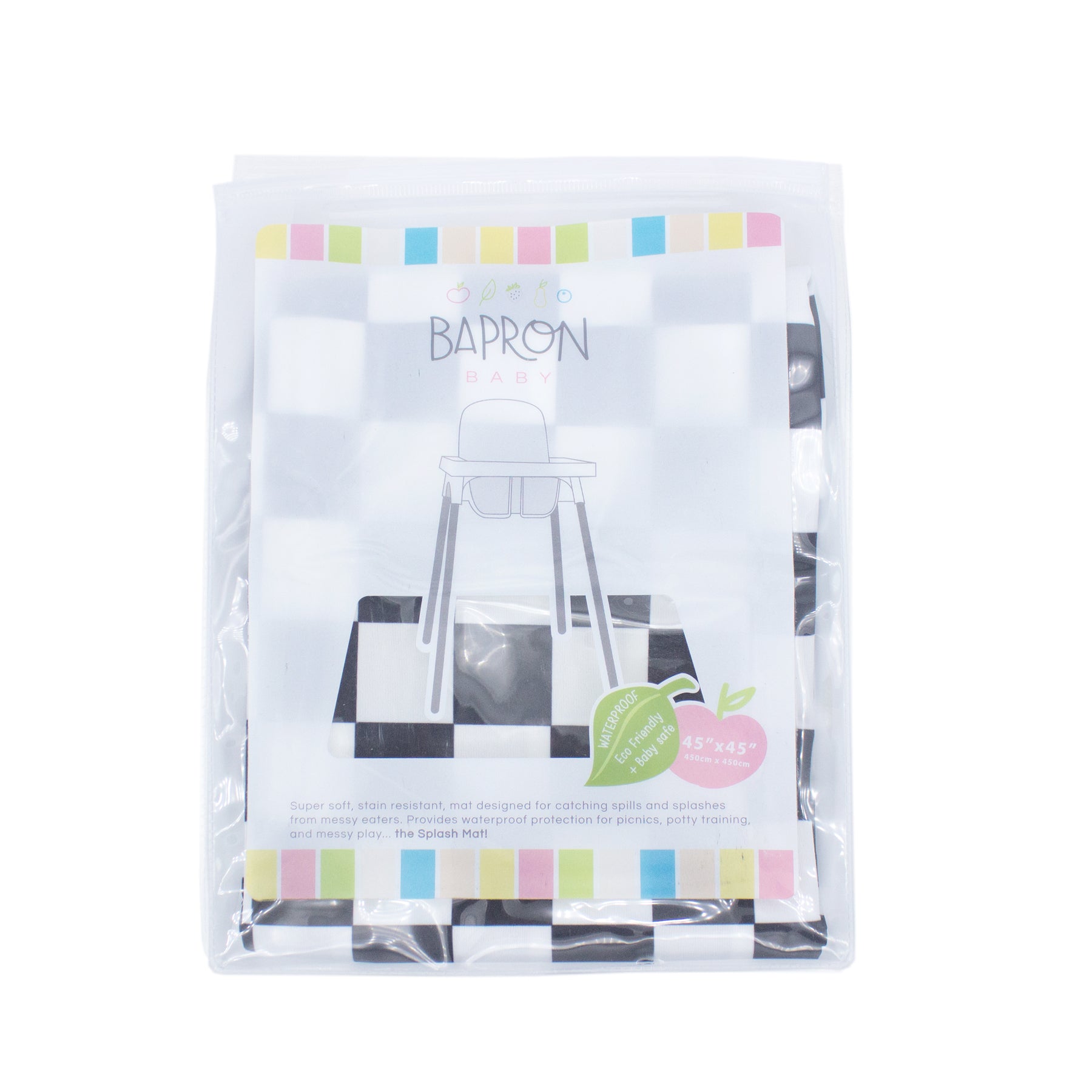 Black Checkerboard Splash Mat  - A Waterproof Catch-All for Highchair Spills and More!