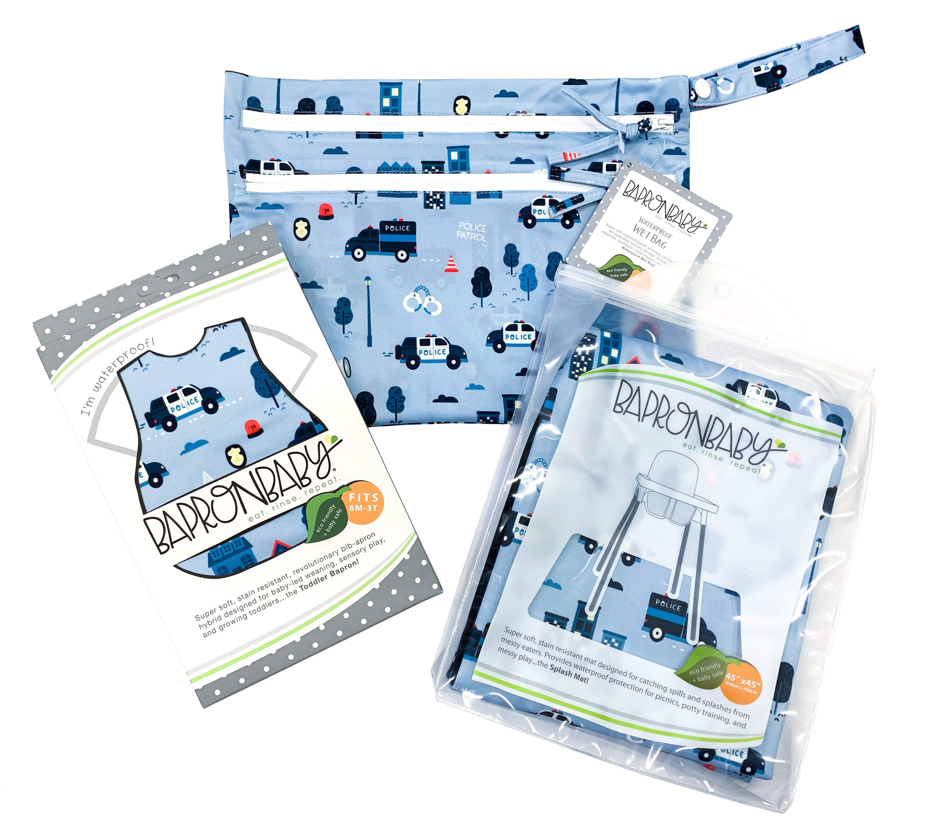 Be Brave - Police Patrol Splash Mat - A Waterproof Catch-All for Highchair Spills and More!