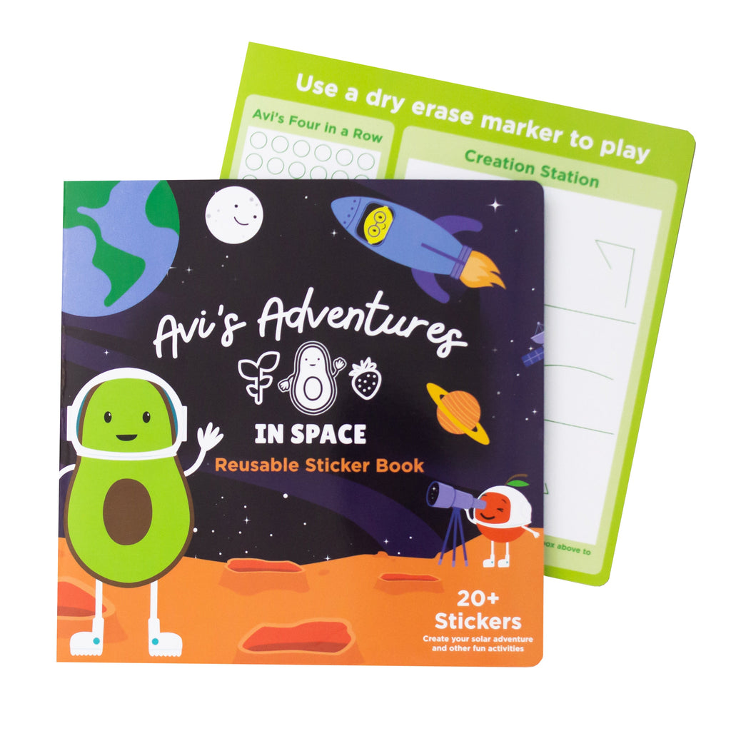 Avi's Adventures In Space Reusable Sticker Book + Marker Set (ages 3+)