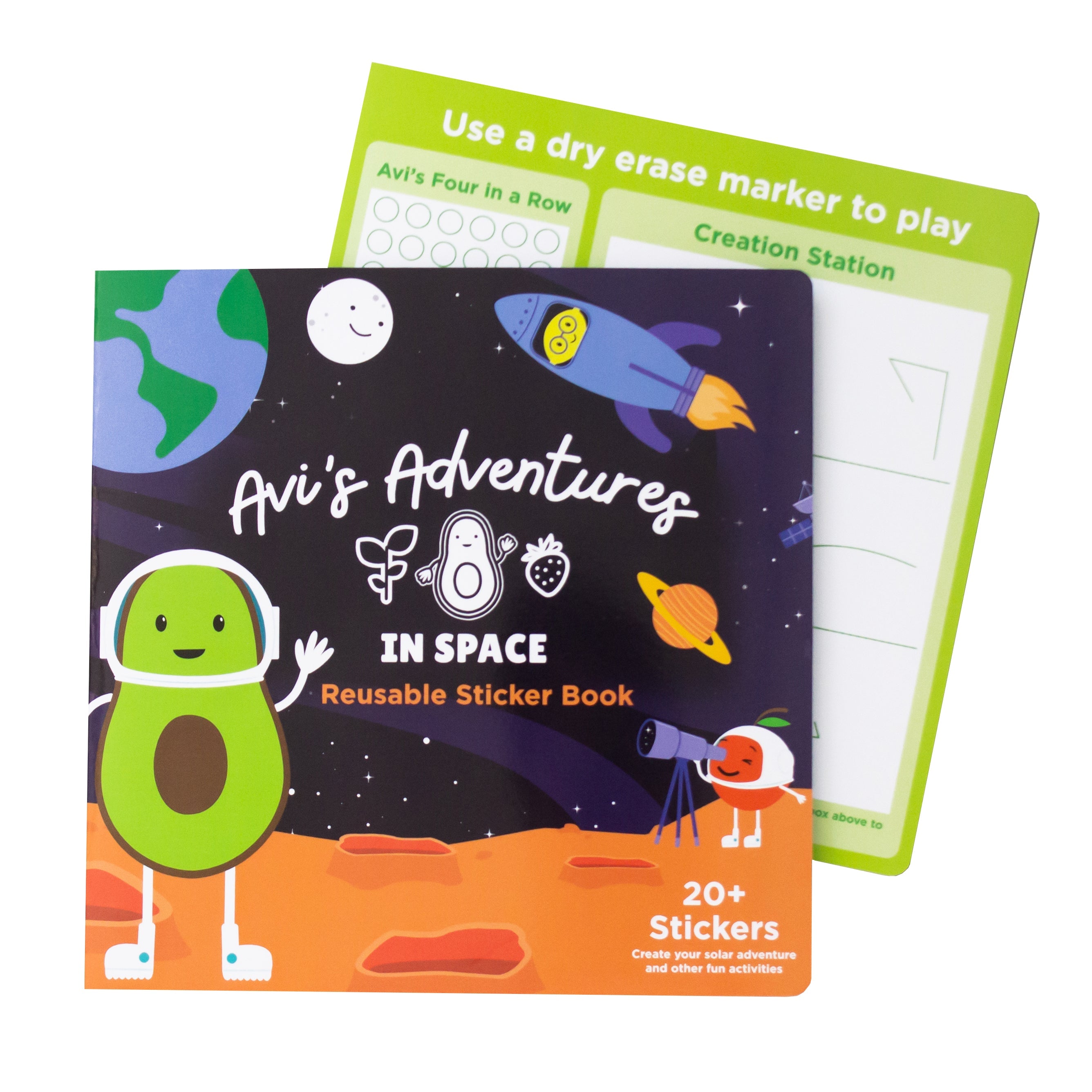 Avi's Adventures In Space Reusable Sticker Book + Marker Set (ages 3+)
