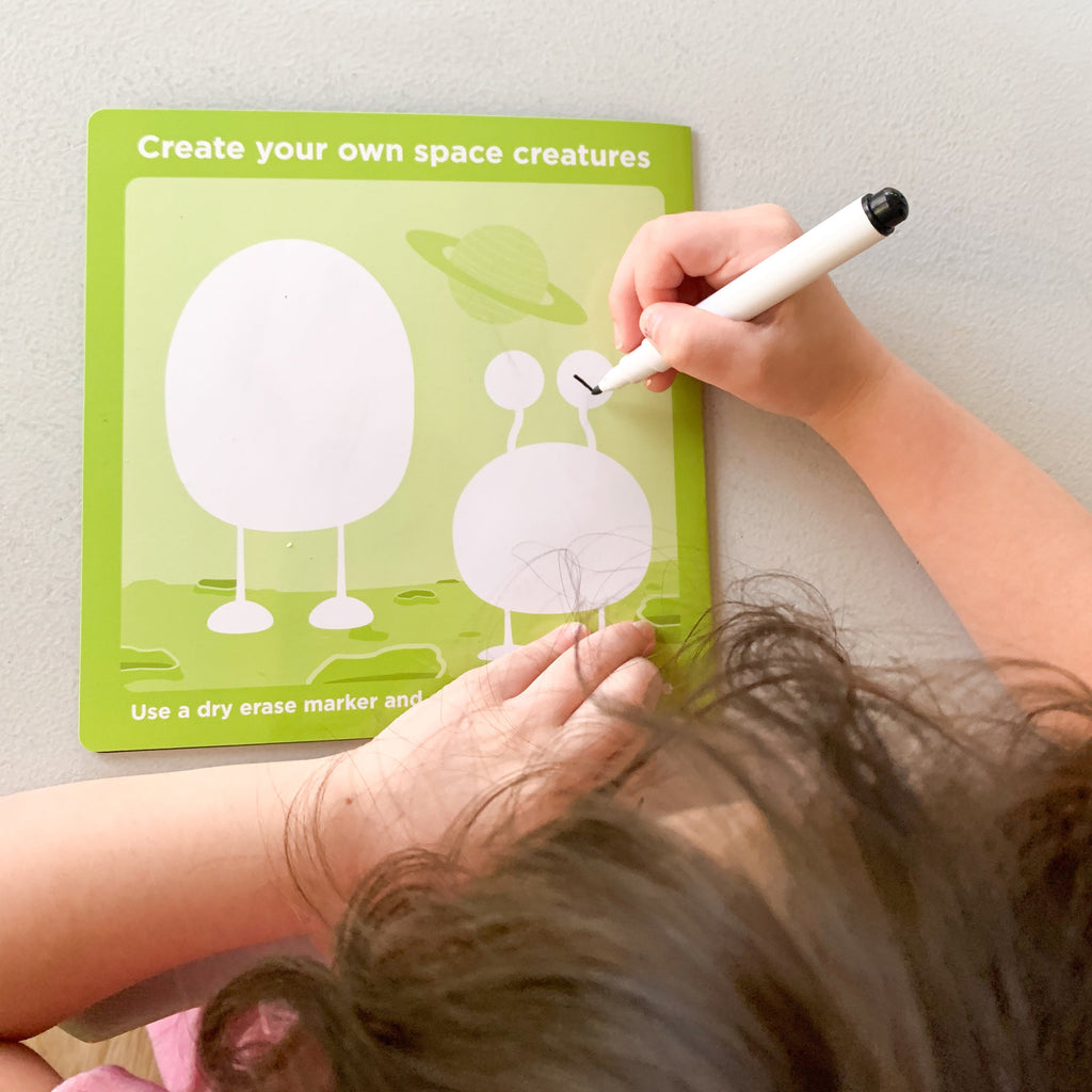 Avi's Adventures In Space Reusable Sticker Book + Marker Set (ages 3+)