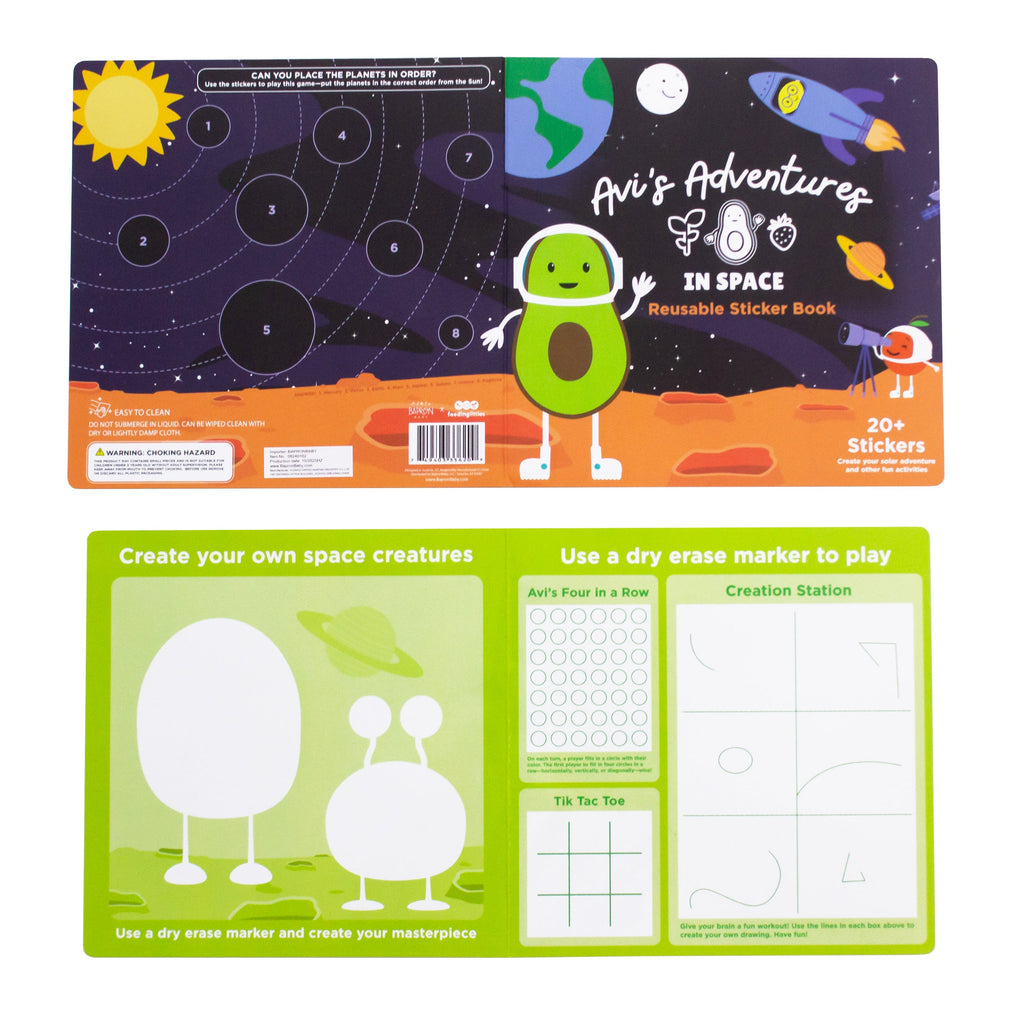 Avi's Adventures Reusable Sticker Book (3 PACK) + Marker Set