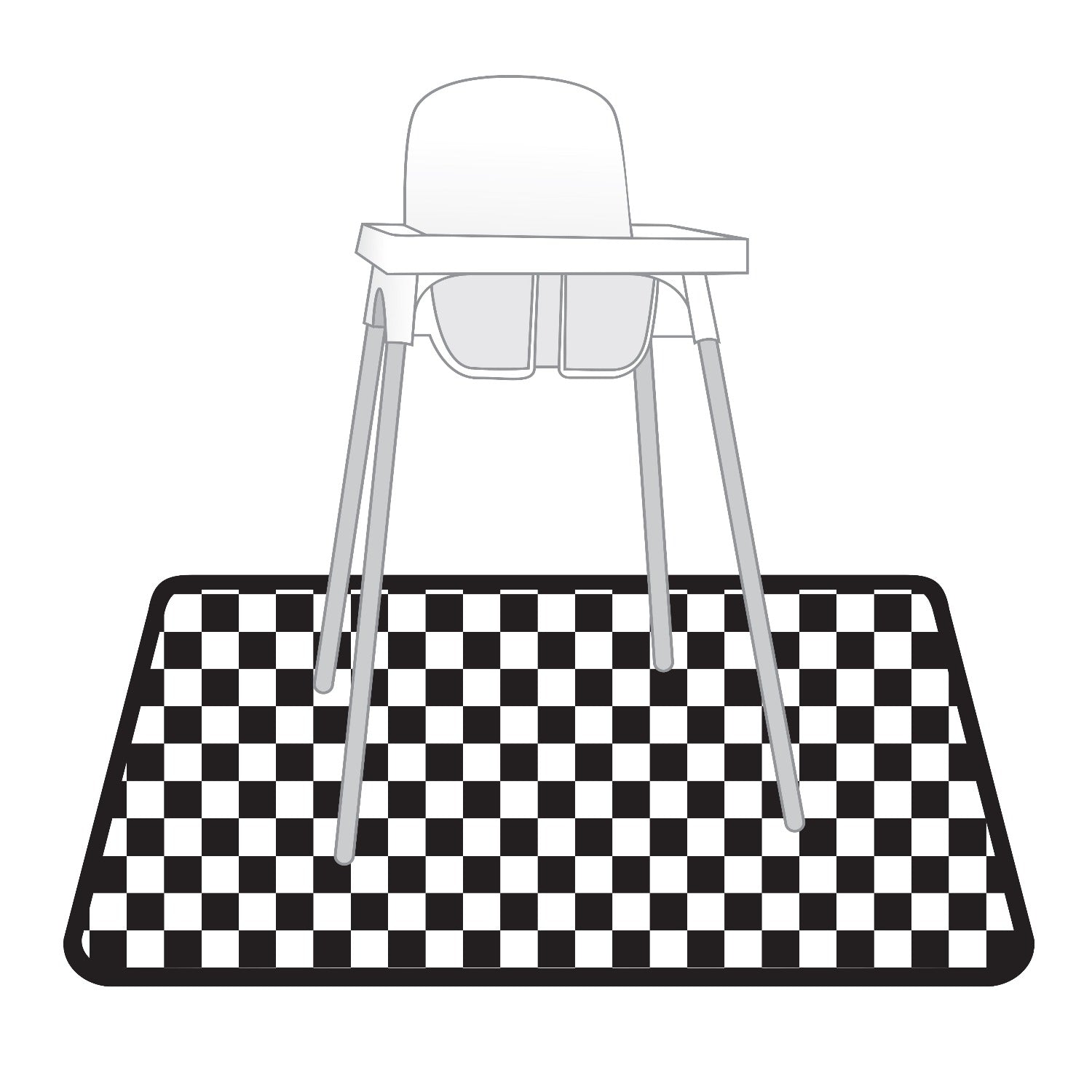 Black Checkerboard Splash Mat  - A Waterproof Catch-All for Highchair Spills and More!